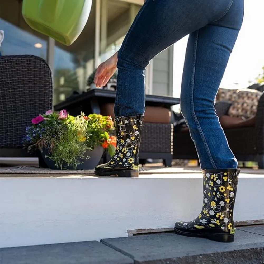 NWT Western Chief Waterproof Mid Rain Boot Bloom Bees - Picture 2 of 5